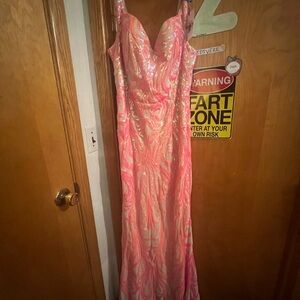 Pink and White Swirl Gown